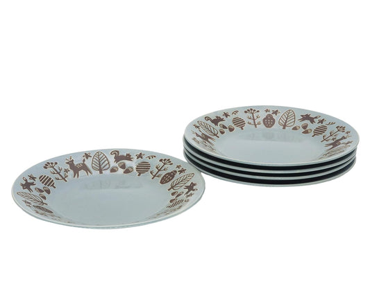 Castle Enterprise (Meat Plates, 9.1 inches (23 cm), Summer, Set of 5 Pieces), Mino Ware, Lovely Animals, Scandinavian Style, Vintage Tableware