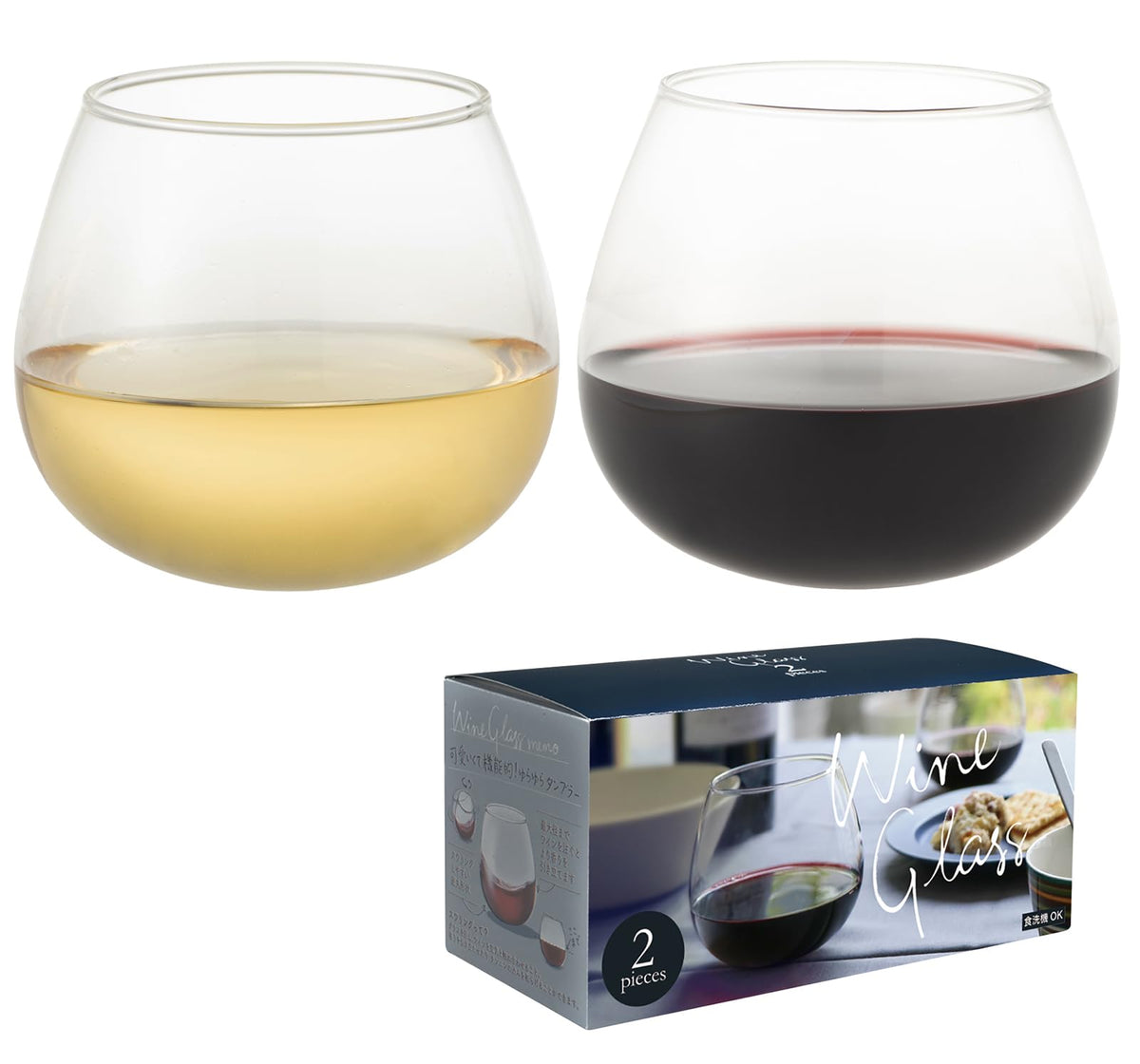 東洋佐々木ガラス Toyo Sasaki Glass Wine Glass, 17.5 fl oz (495 ml), Set of 2, Red and White Compatible, Made in Japan, Dishwasher Safe, Stylish, G101-T272