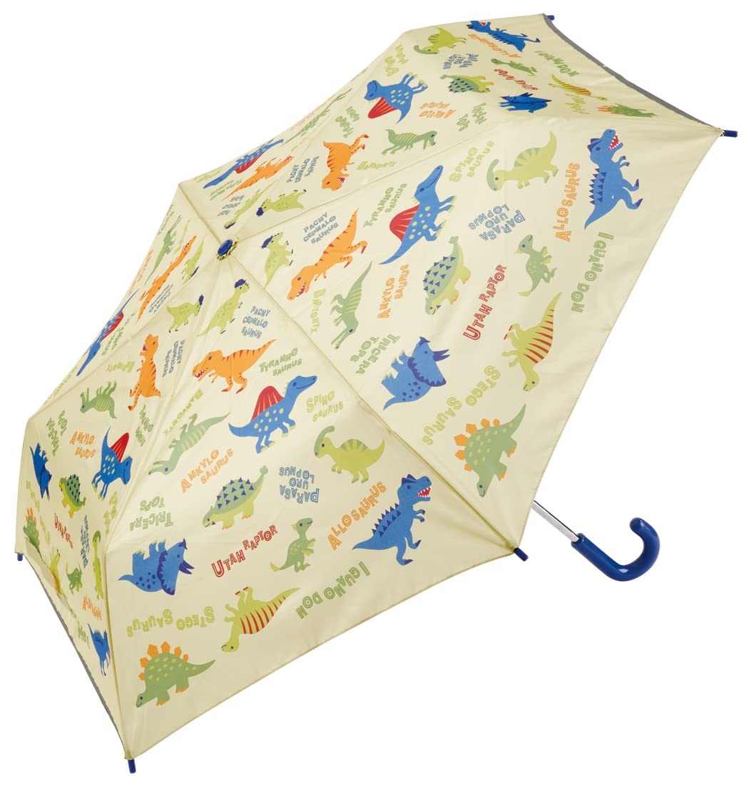 UBOT1-A Children's Folding Umbrella, 20.9 inches (53 cm), Dinosaurus, Picture Book, For 8 - 9 Years, Approx. 45.3 - 49.2 inches (115 - 125 cm), Elementary School Students, Hand Opening, Dedicated