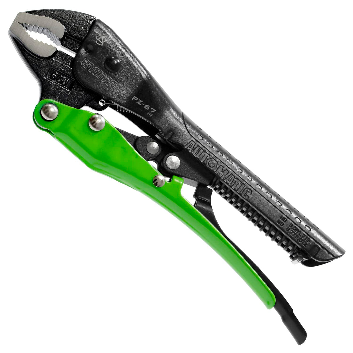 ENGINEER 6.9" Auto Locking Pliers with Stripped Screw Remover Jaws PZ-67 Professional Grade Self-Locking Mechanism, Release Lever
