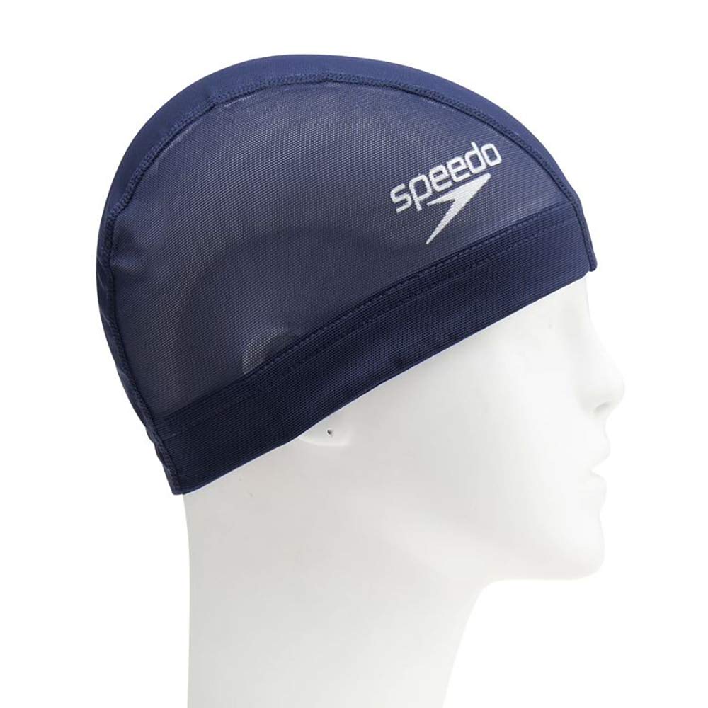 Speedo SE12050 Logo Mesh Cap for Swimming, Unisex, Navy Blue, M Size