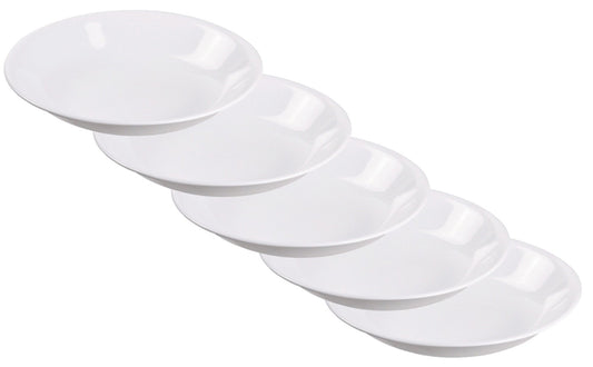 CORELLE J413-N CP-9635 Plate, Outer Diameter 6.7 x Height 1.2 inches (17 x 3 cm), Break-Resistant, Lightweight, Winter Frost White, Small Deep Plates, Set of 5
