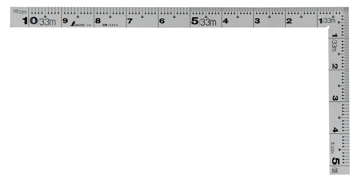 Shinwa Sokutei 10464 Thick Wide Width Silver 1 Shaku Front and Back Scale Equivalent Scale