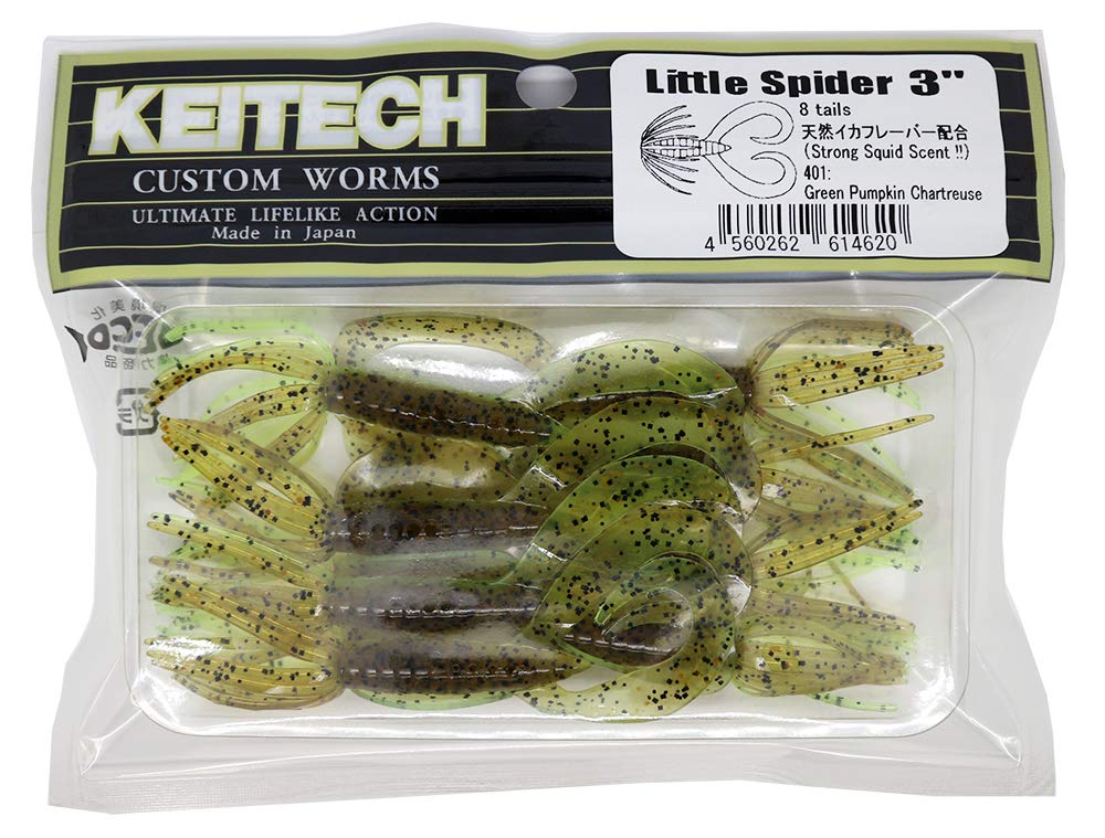 Keitech Little Spider 3" - Green Pumpkin Chartreuse