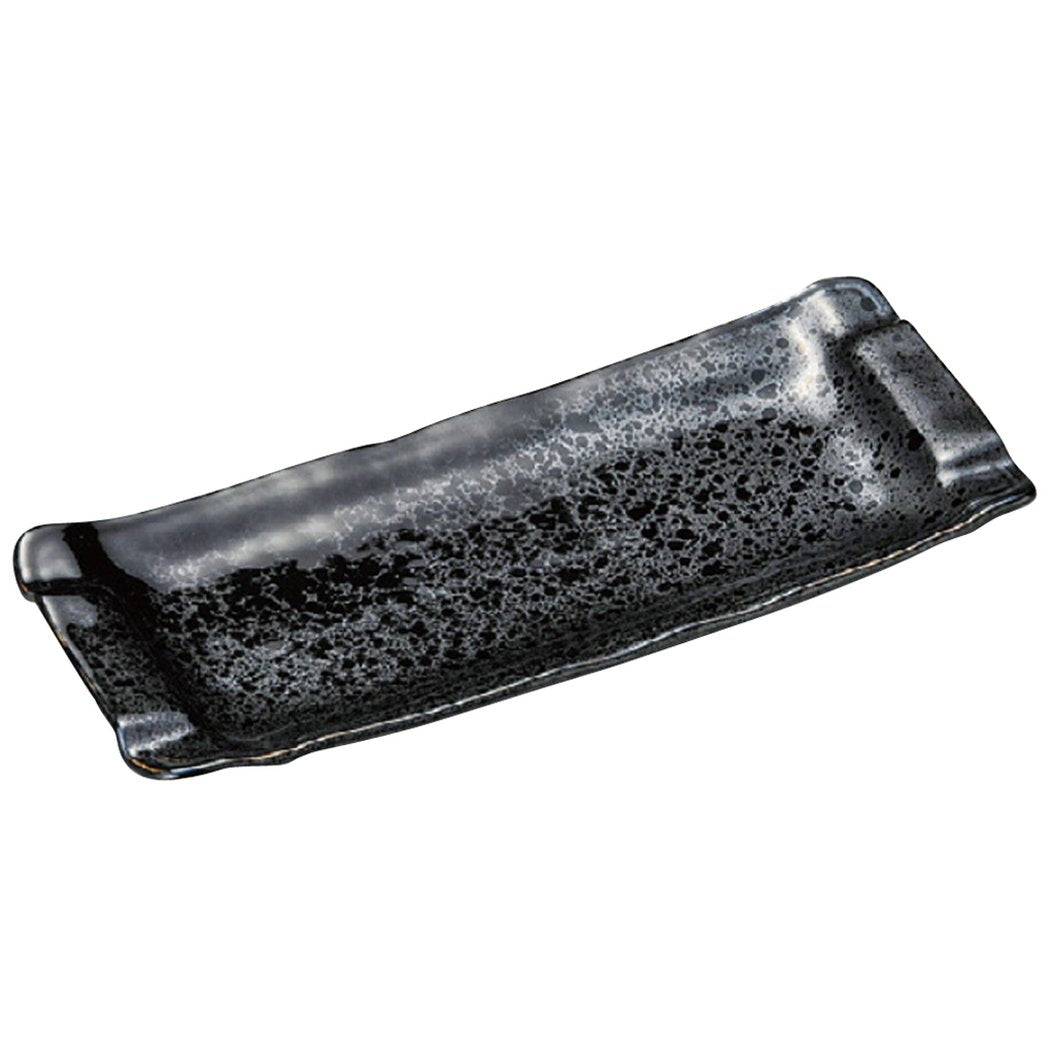 Yamasita Craft 17515-188 Long Plate with Oil Droplets, 5.2 x 12.8 x 1.2 inches (13.3 x 32.5 x 3 cm)
