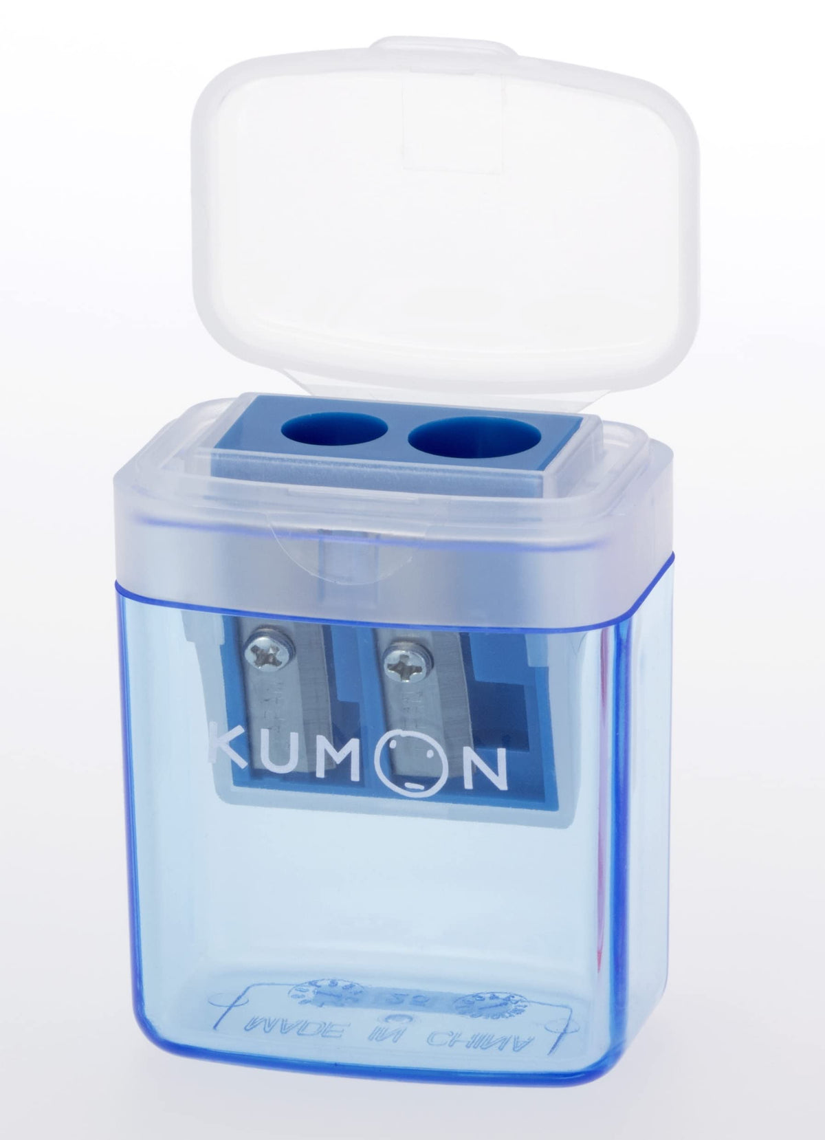 Kumon Blue Plastic Hand Powered Pencil Sharpener for Children and Regular Pencils