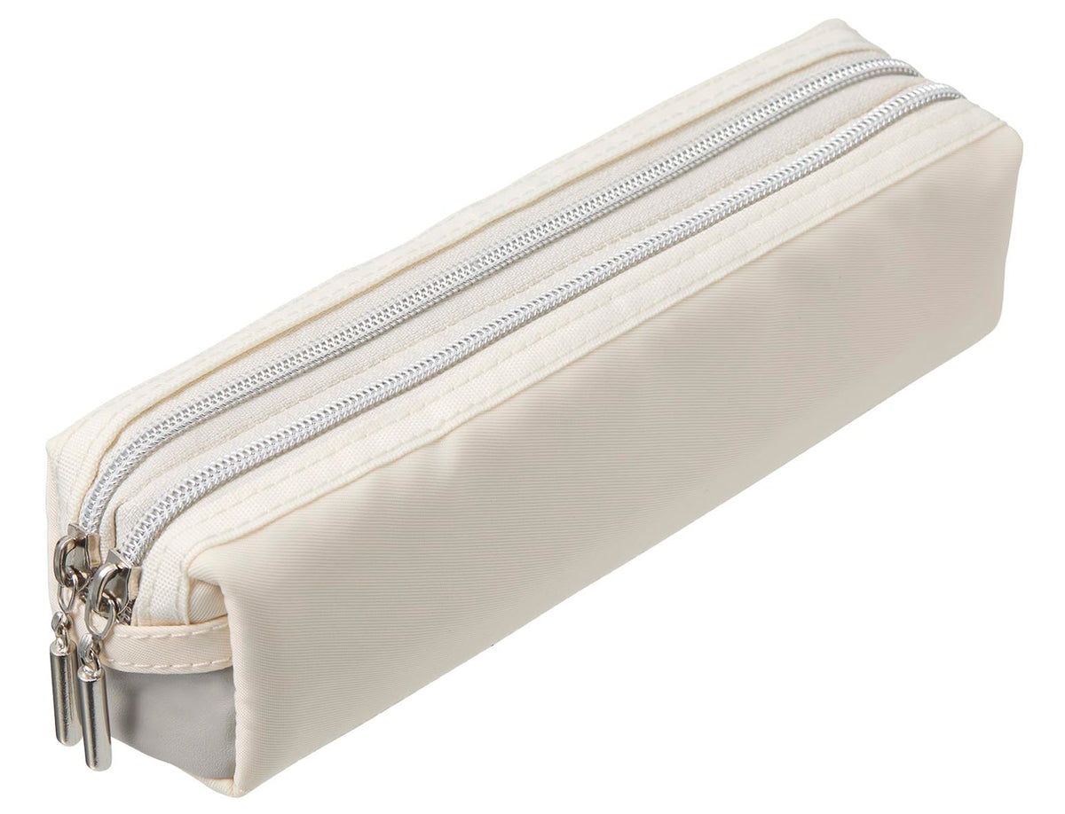 レイメイ藤井 Raymei Fujii Stationery Storage, Pencil Case, Double Zipper, White
