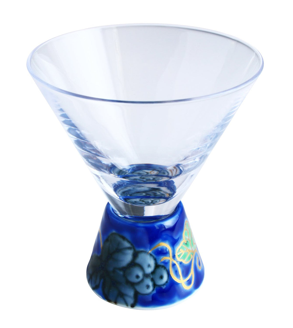 Arita Ware BB-7 Roman Glass, SAKE GLASS, Trapezoidal, Dyed Nishiki Grapes (Blue)