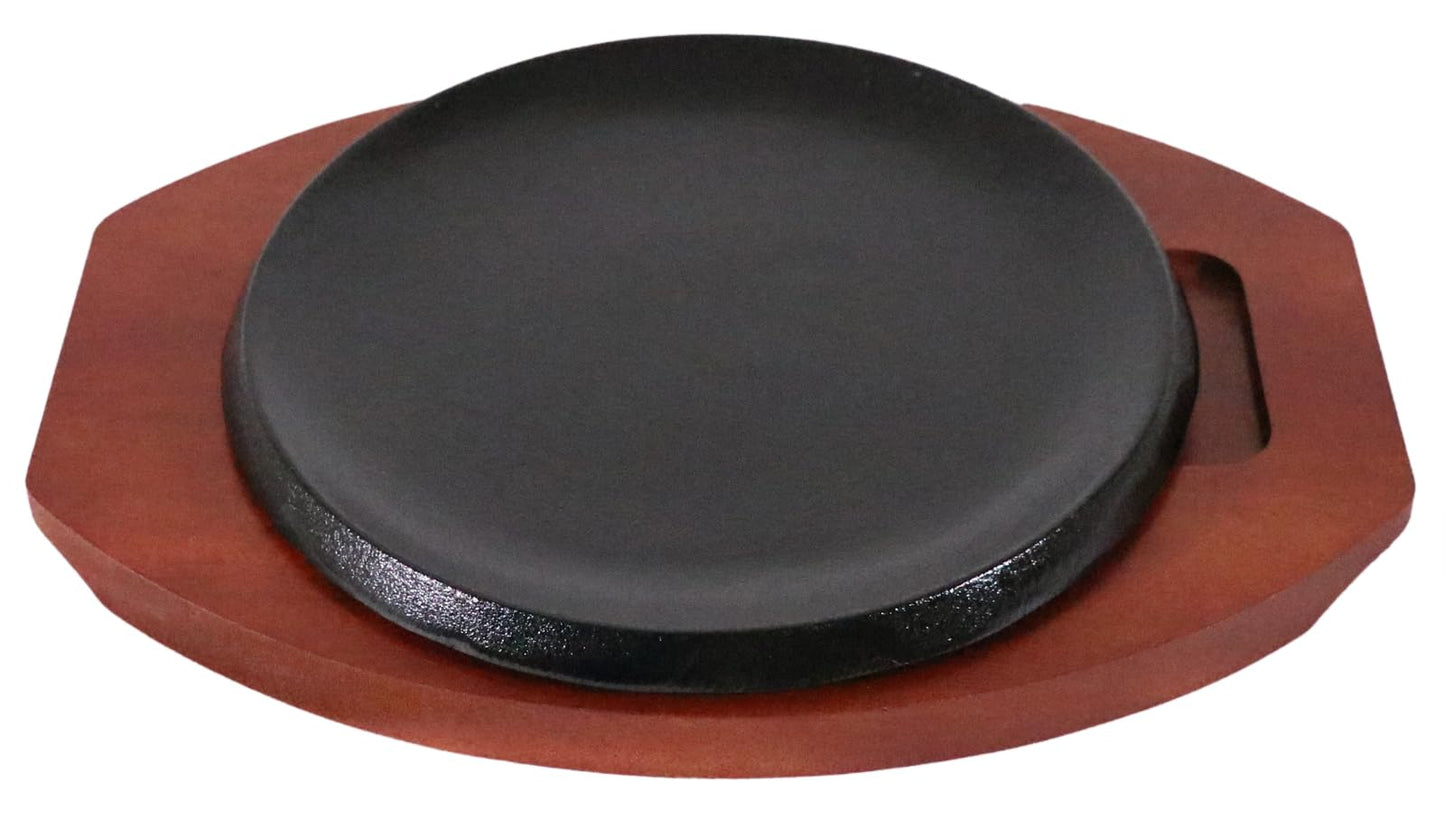 Kanda Steak Plate, Black, φ9.0 x H0.6 inches (22.8 x 1.5 cm)