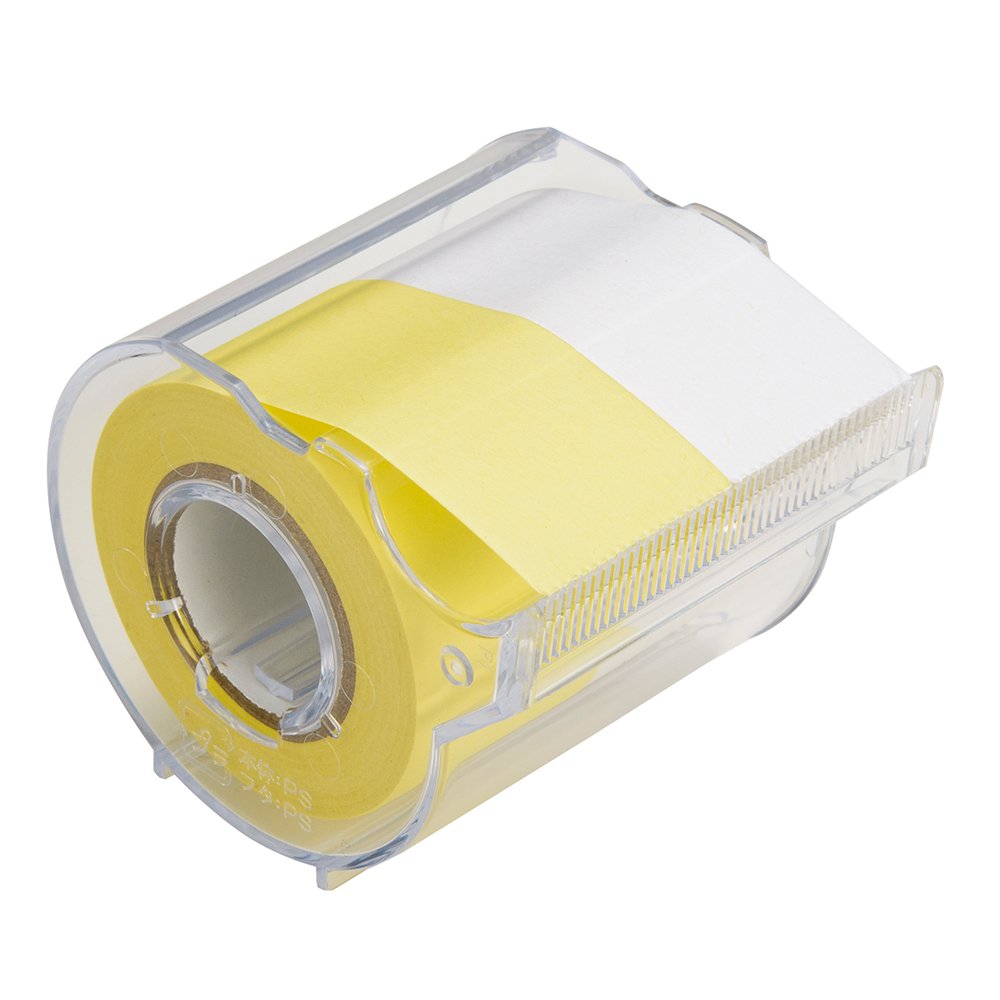 Yamato R-25CH-WY Sticky Notes, Memoc Roll Tape, Yellow & White, 1.0 inches (25 mm) x 32.8 ft (10 m), Cutter Included