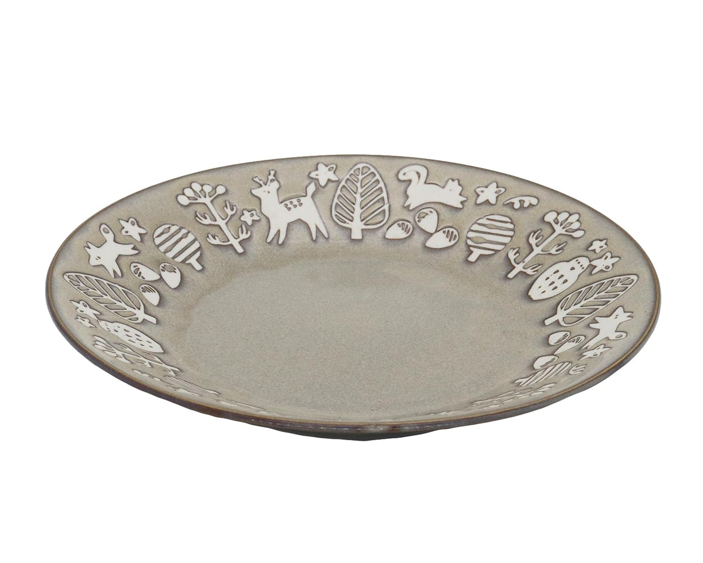 Castle Enterprise Meat Plate, 9.1 inches (23 cm), Winter, Mino Ware, Cute Animals, Scandinavian Style, Vintage Tableware