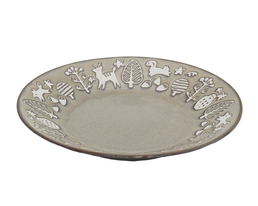 Castle Enterprise Meat Plate, 9.1 inches (23 cm), Winter, Mino Ware, Cute Animals, Scandinavian Style, Vintage Tableware