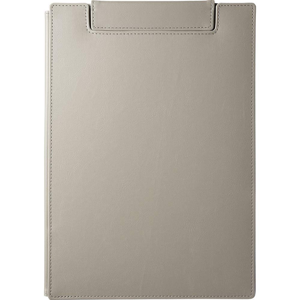 King Jim 1932LU-GY Clipboard, Leather-Fese, Synthetic Leather, Cover Included, A4 Horizontal, Gray