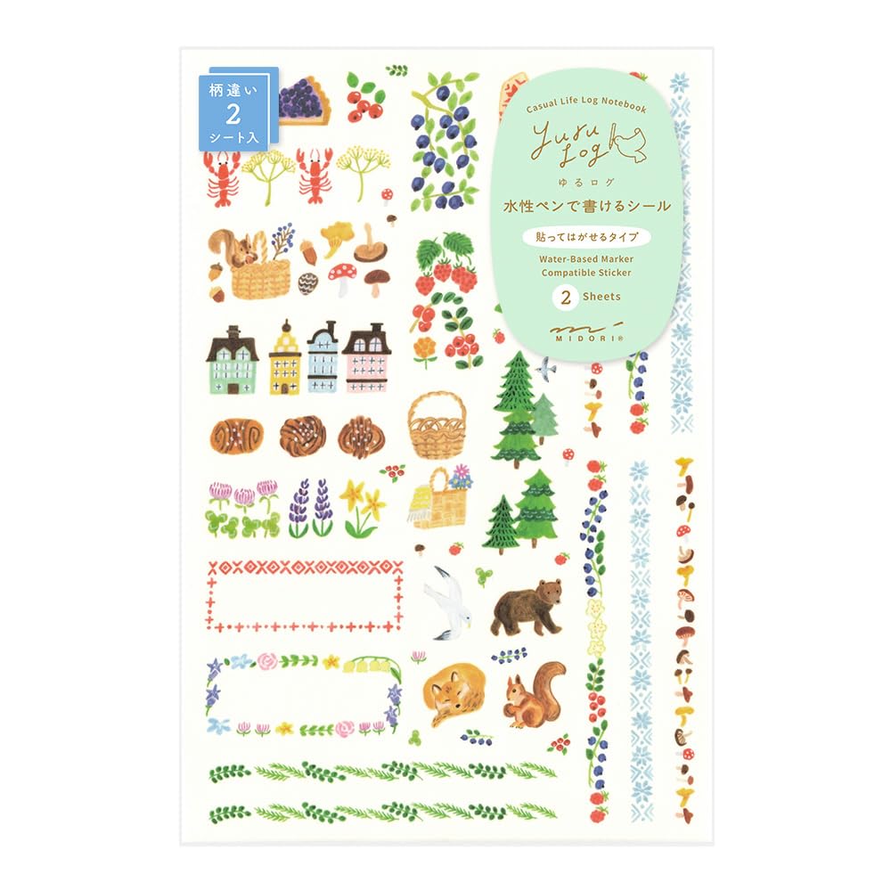 Midori Stickers, Yuru Log, Nordic Pattern, 2-Piece Set, 82674006
