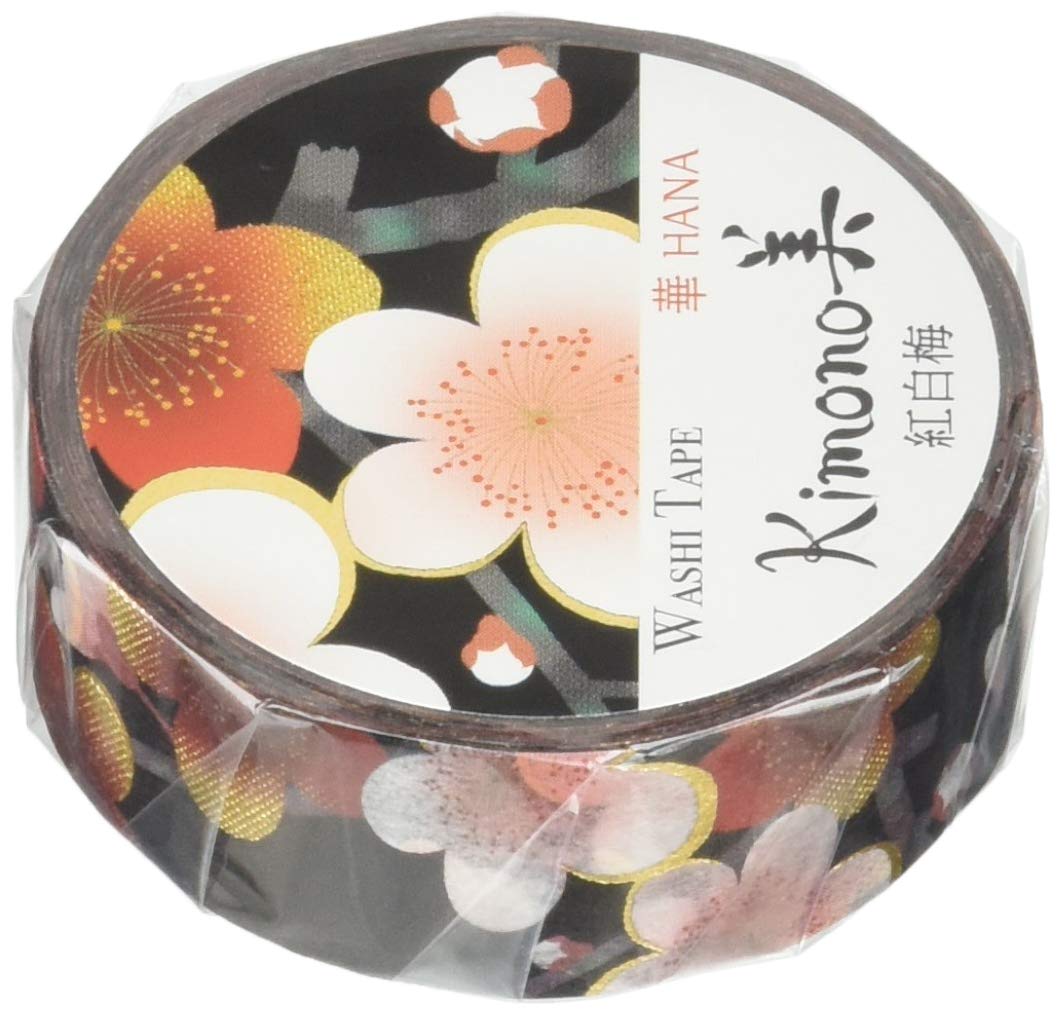 Masking Tape, Red and White Plum GR-1043 0.6 inches (15 mm) x 23.4
