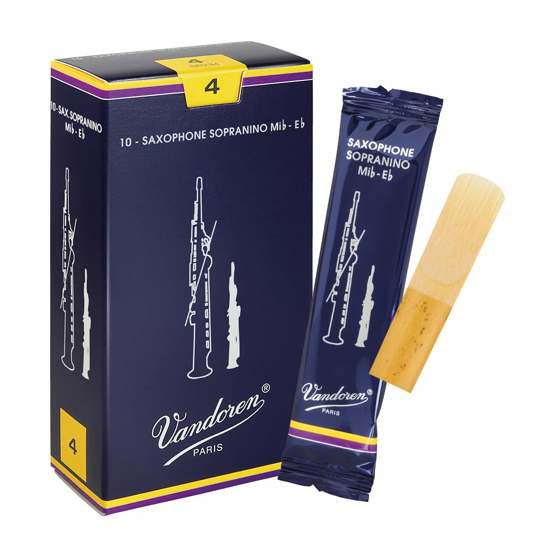 Vandoren SR234 Sopranino Sax Traditional Reeds Strength 4; Box of 10
