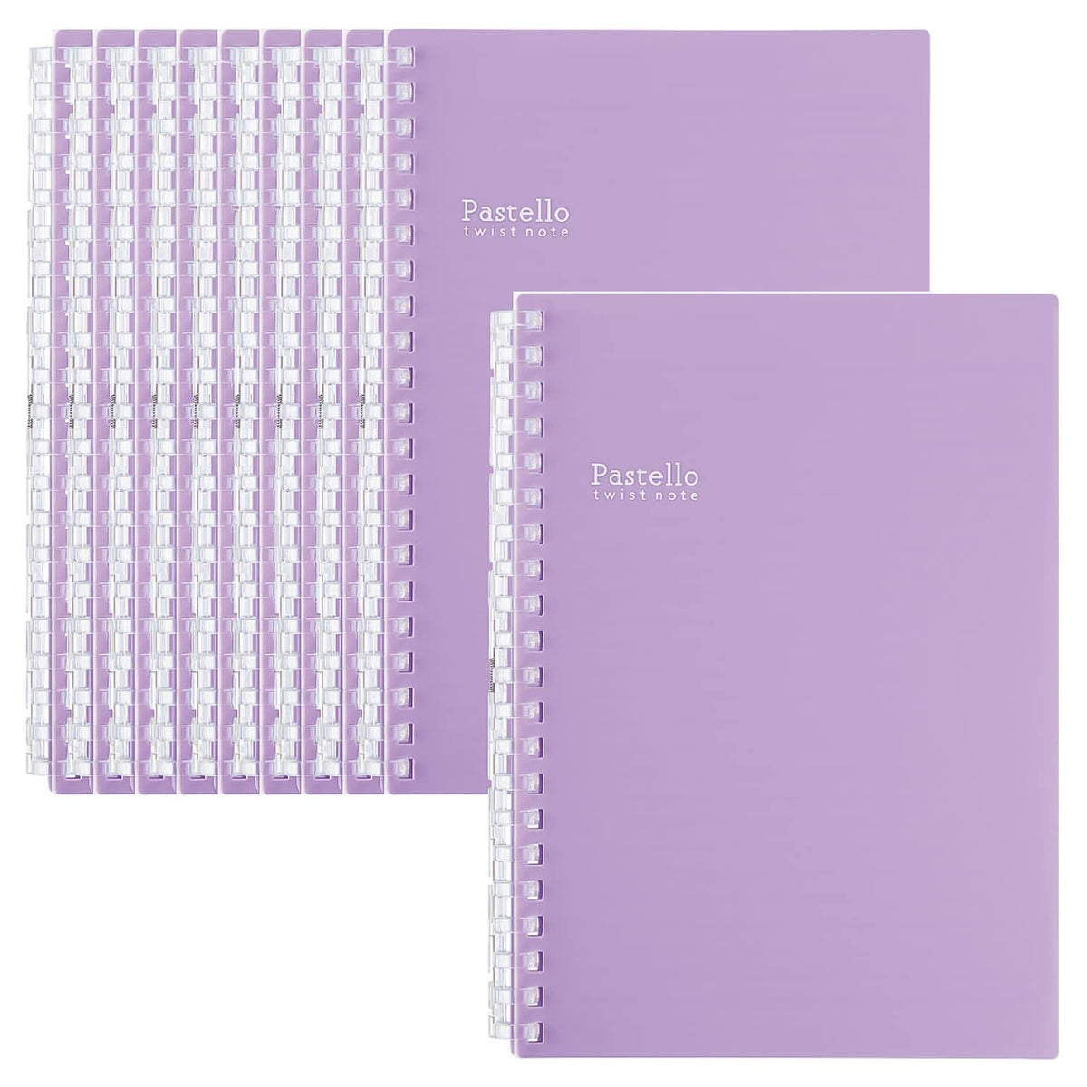 Lihit Lab N1969-10_10 Twist Notebook, Pastelo, 10 Notebooks, B6, Purple