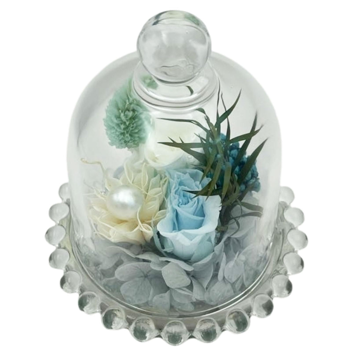Q-FLA 785641 Preserved Flowers, Dry Dome, Arrangement, Blue