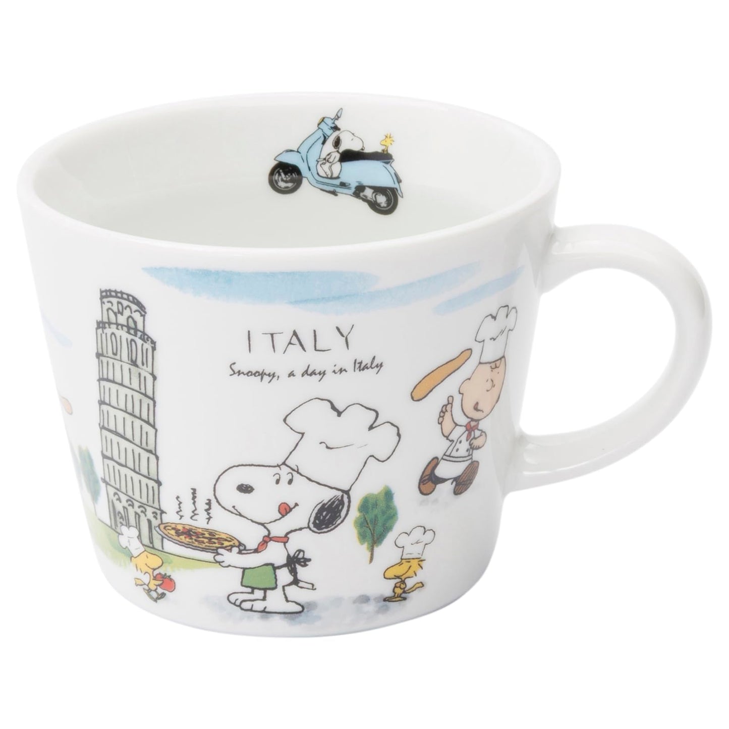 Peanuts 889233 Snoopy World Travel Italy Mug, Cup, Diameter Approx. 3.9 x Height 3.1 inches (10 x 8 cm), Capacity: Approx. 11.5 fl oz (340 ml), Microwave and Dishwasher Safe, Made in Japan