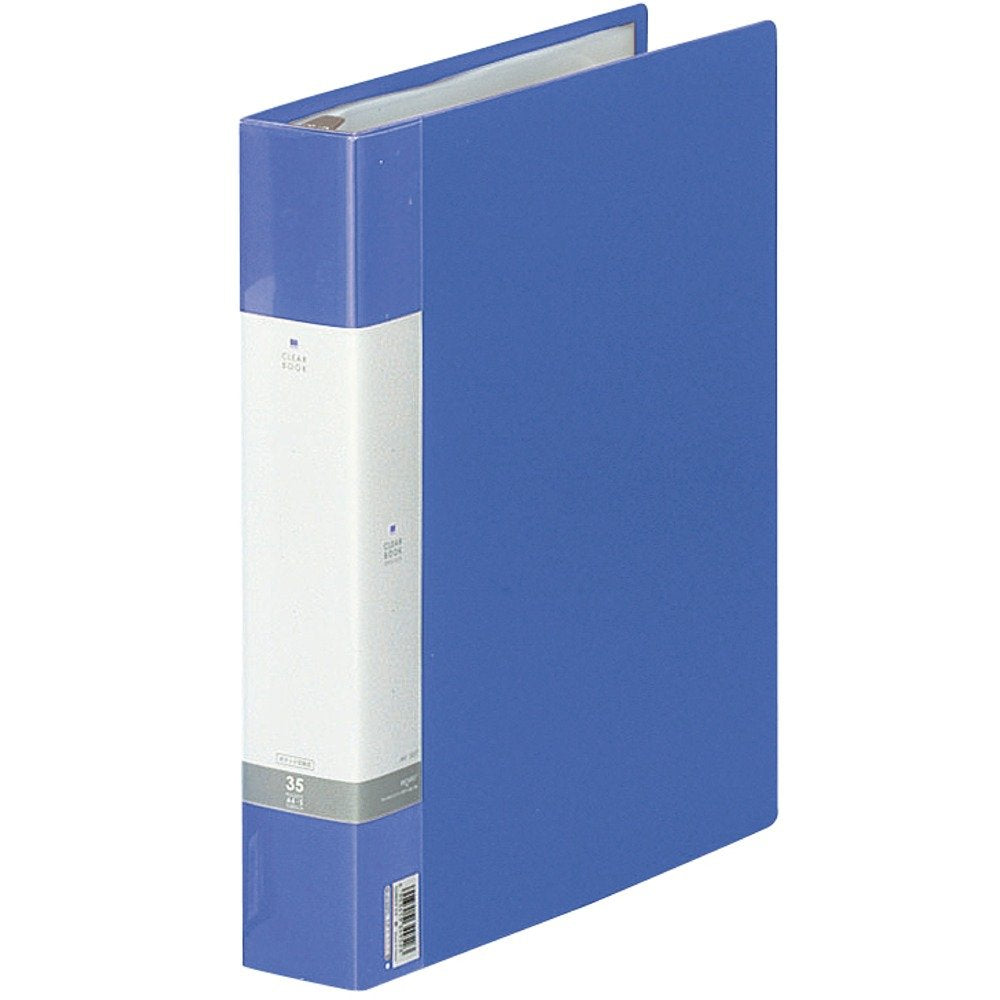 Lihit Lab G3803-8 Clear Book, Replaceable A4, 30 Holes, 35 Pockets, Blue, 12.4 x 10.8 x 2.0 inches (314 x 275 x 50 mm)