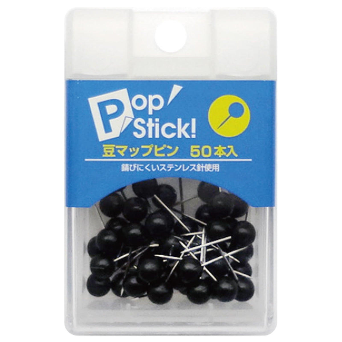 Ehime Shikko AX Corporation PopStick Bean Map Pin, Black, 2 Pack A-PSSM-BL×2P