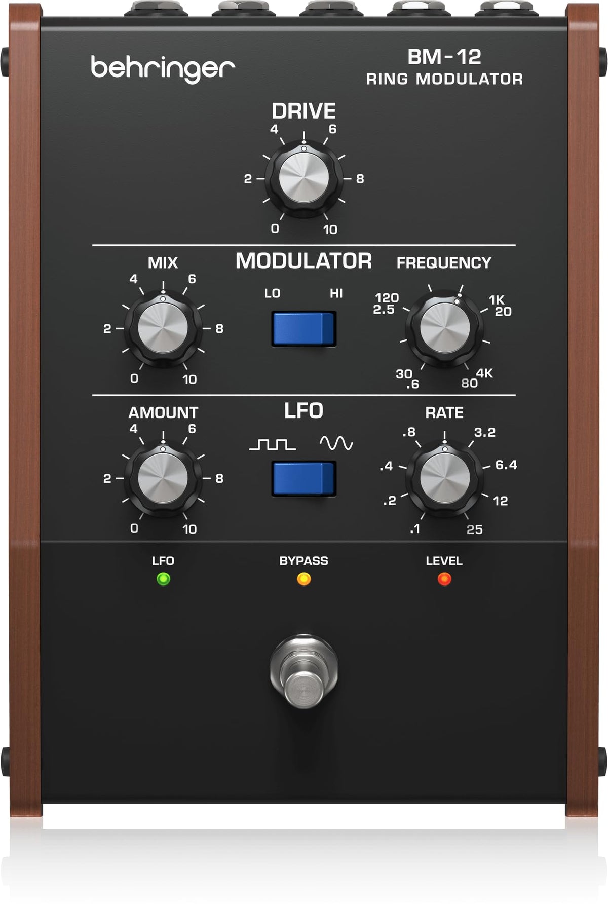 Behringer BM-12 Ring Modulator Pedal – Vintage Analog Ring Modulation, Rate/Amount/Mix/Frequency Controls, Carrier Input & External Signal Modulation