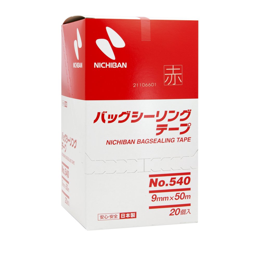 Nichiban Bag Sealing Tape No.540, 20 Rolls, 0.4 inches (9 mm) x 166.4 ft (50 m), Red 540R