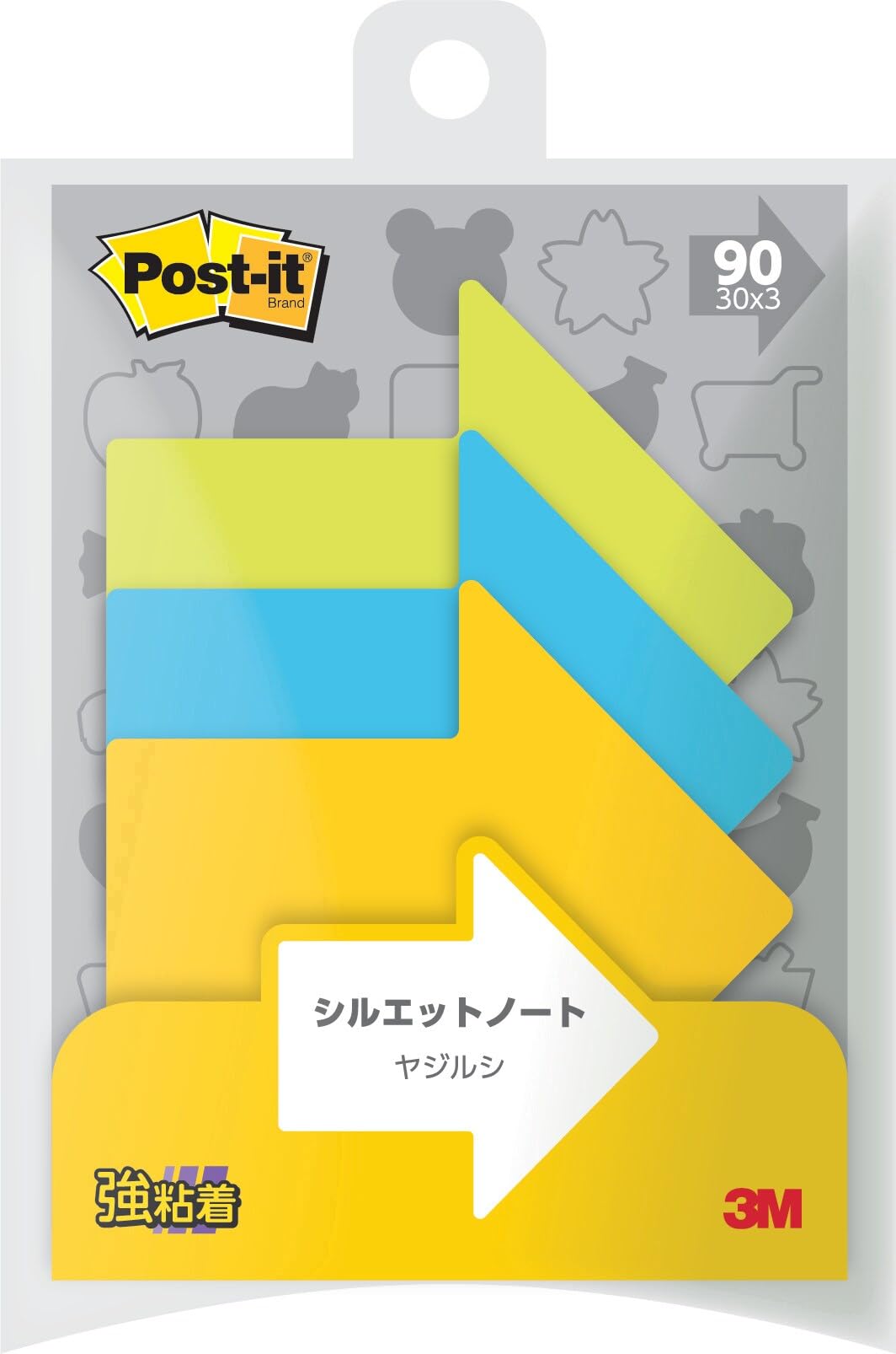 Post-it SSS-YA Strong Adhesive Sticky Notes, Silhouette Design, Hydrangea 2.7 x 2.7 inches (69 x 69 mm), 30 Sheets x 3 Pads