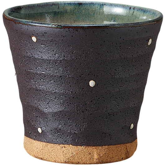 Ale-net 3.7 x 3.4 inches (9.5 x 8.7 cm), Approx. 8.4 fl oz (240 cc), Black Polka Dot Rock Bowl, Pottery, Dishwasher Safe, Microwave Safe, Mino Ware, Made in Japan