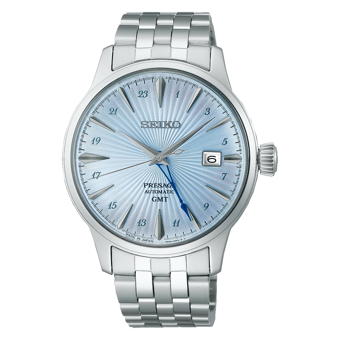 Seiko Watch Presage Cocktail Time Mechanical Automatic (Hand Winding Included) Men's, Dial: Light Blue (GMT), Bracelet Type