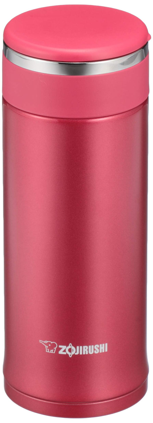 Zojirushi SM-JE36-RC Water Bottle, Screw, Stainless Steel Mug, 12.2 fl oz (0.36 L), Clear Red