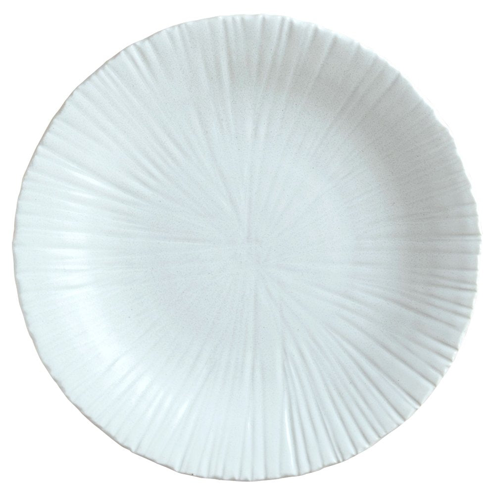 EAST table kspl01125002 Platter, 9.8 inches (25 cm), Carved Tobaca, White, Made in Japan, Microwave Safe, Dishwasher Safe, Plate, Tableware