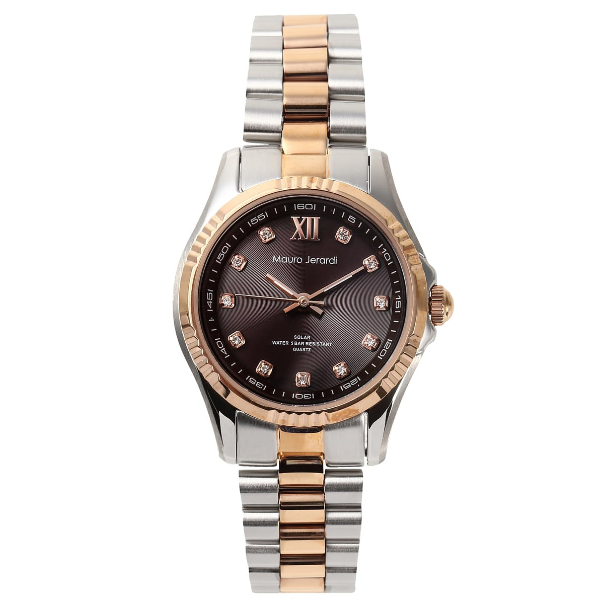 Mauro Geraldi MJ038-1 Solar Zirconia Wristwatch, Silver, Watch Solar
