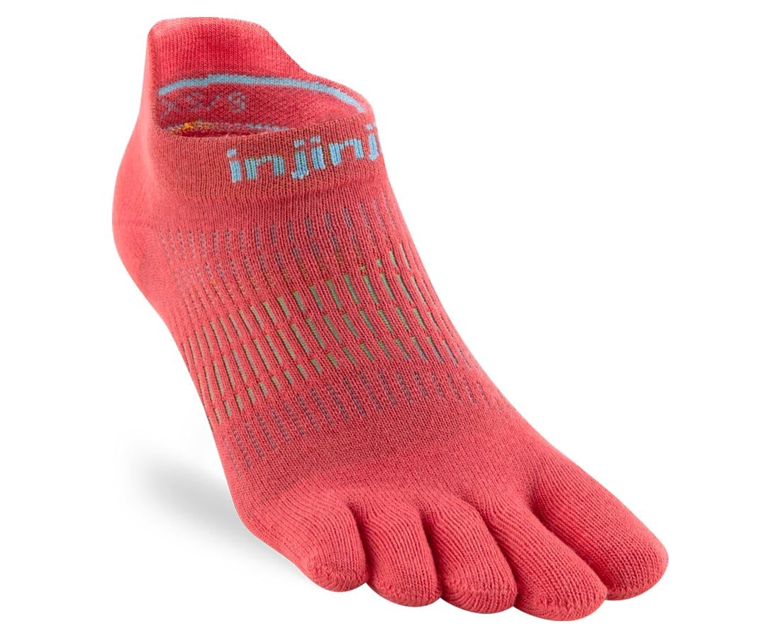 Injinji Women's Run Lightweight No-Show Toe Socks (X-Small/Small, Coral)
