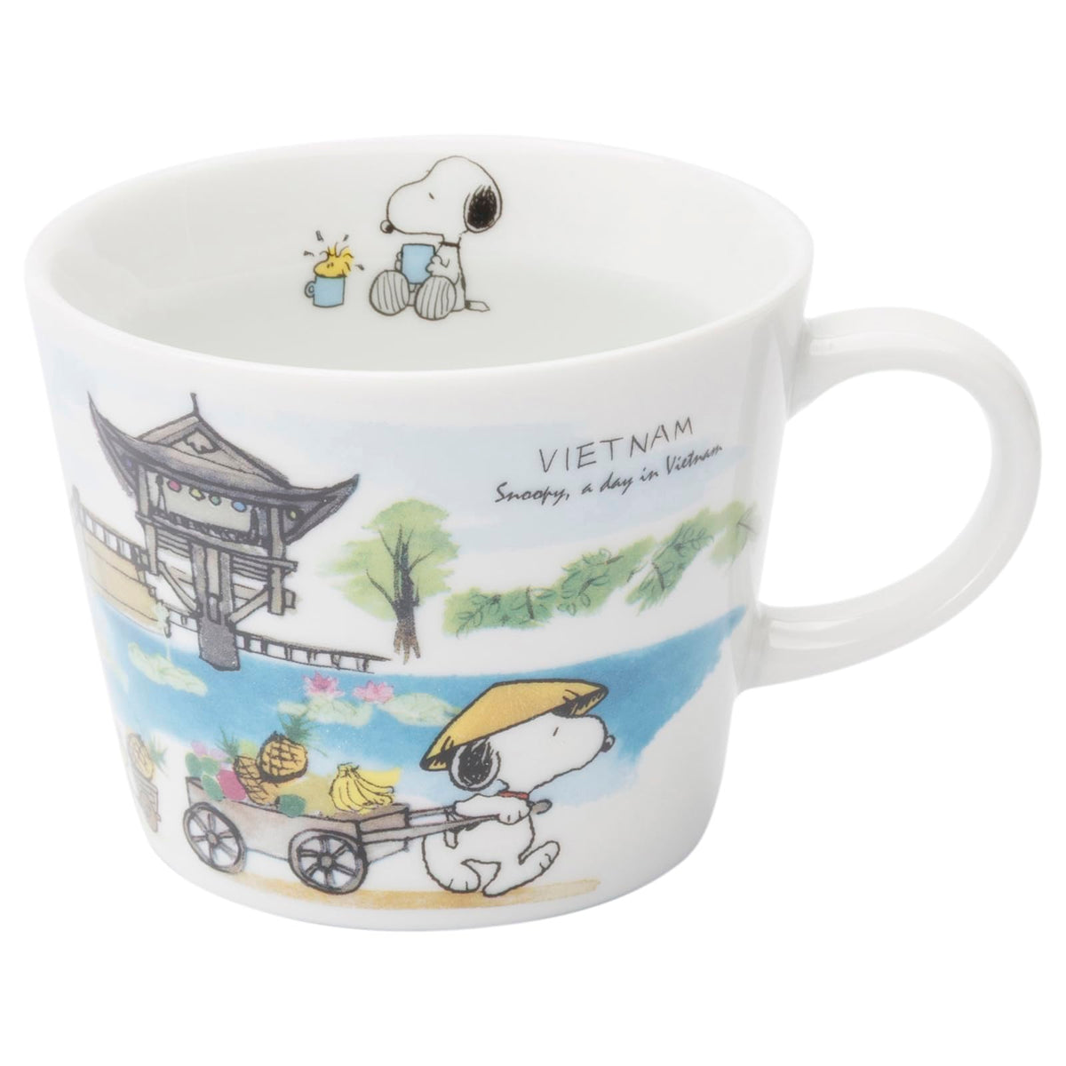 Peanuts 889424 World Travel, Vietnam, Mug, Cup, Diameter Approx. 3.9 x Height 3.1 inches (10 x 8 cm), Capacity Approx. 11.5 fl oz (340 ml), Microwave, Dishwasher Safe, Made in Japan
