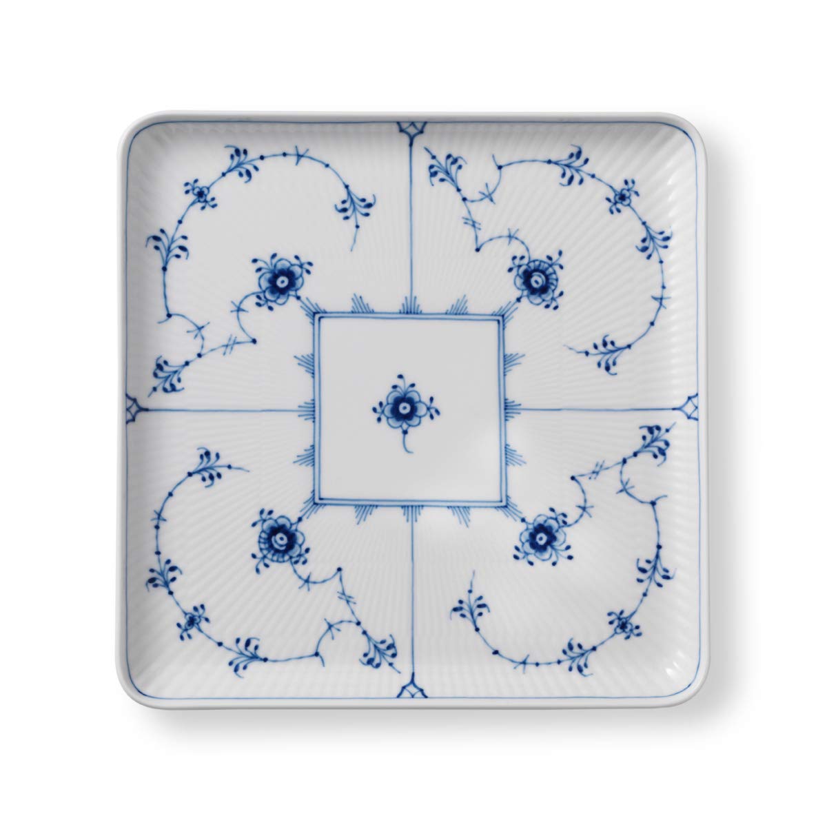 Royal Copenhagen 1017204 Blue Fluted Plain Square Dish Plate, 7.9 inches (20 cm), Wedding Gift