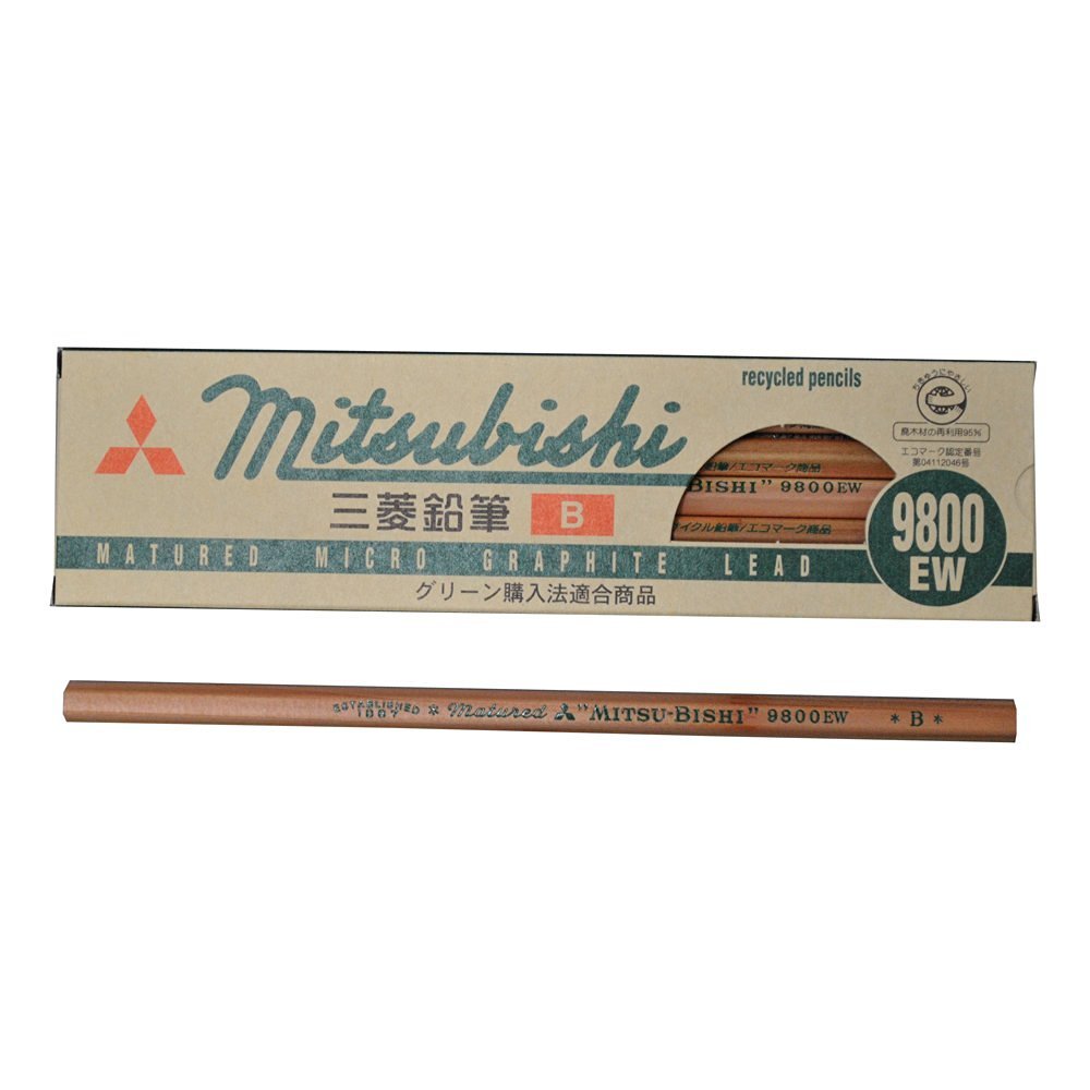 Mitsubishi Pencil K9800EWB Recycled Pencils, 9800EW B, 1 Dozen