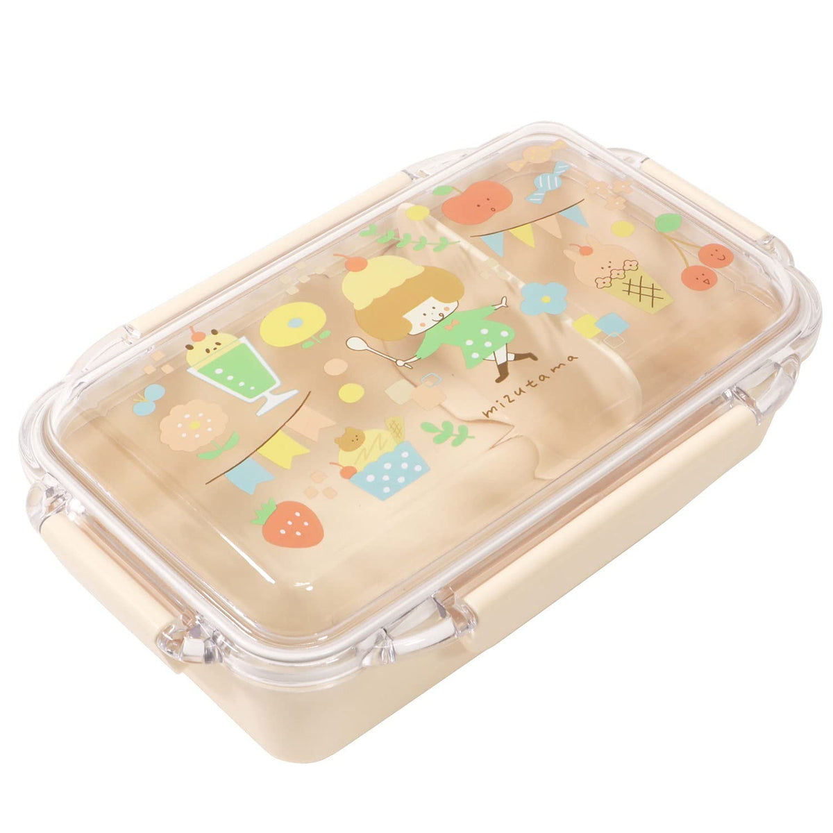 Kutsuwa MU001 Mizuno Sealed 4-Point Single Tier Bento Box, 16.9 fl oz (500 ml), Made in Japan