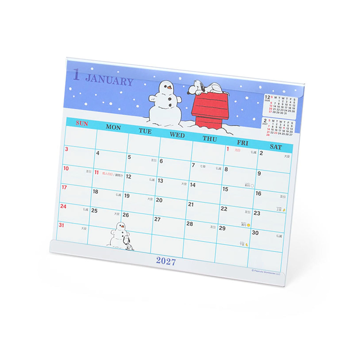 Sanrio 921564 Sheet Calendar, 2027, Snoopy Tabletop Type