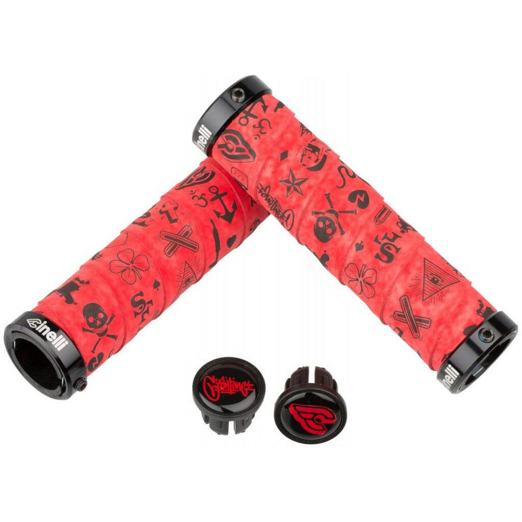 Cinelli X Mike Giant Art Design Bicycle Grips, Red