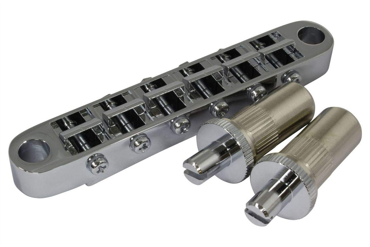 Gotoh GE103B-T Tune-O-Matic Style Guitar Bridge with Large Metic Stud Posts, Chrome