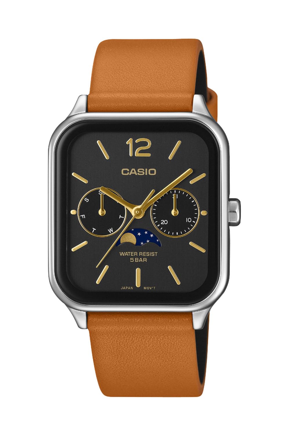 Casio Collection MTP-M305 Moon Phase Watch, Blue/black, strip