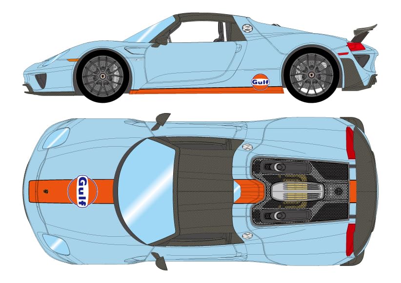 Makeup Eidolon EM812B 1/43 Porsche 918 Spyder Weissach Package 2011 Rear Wing Up Gulf Blue/Orange Stripe (US Spec) Finished Product