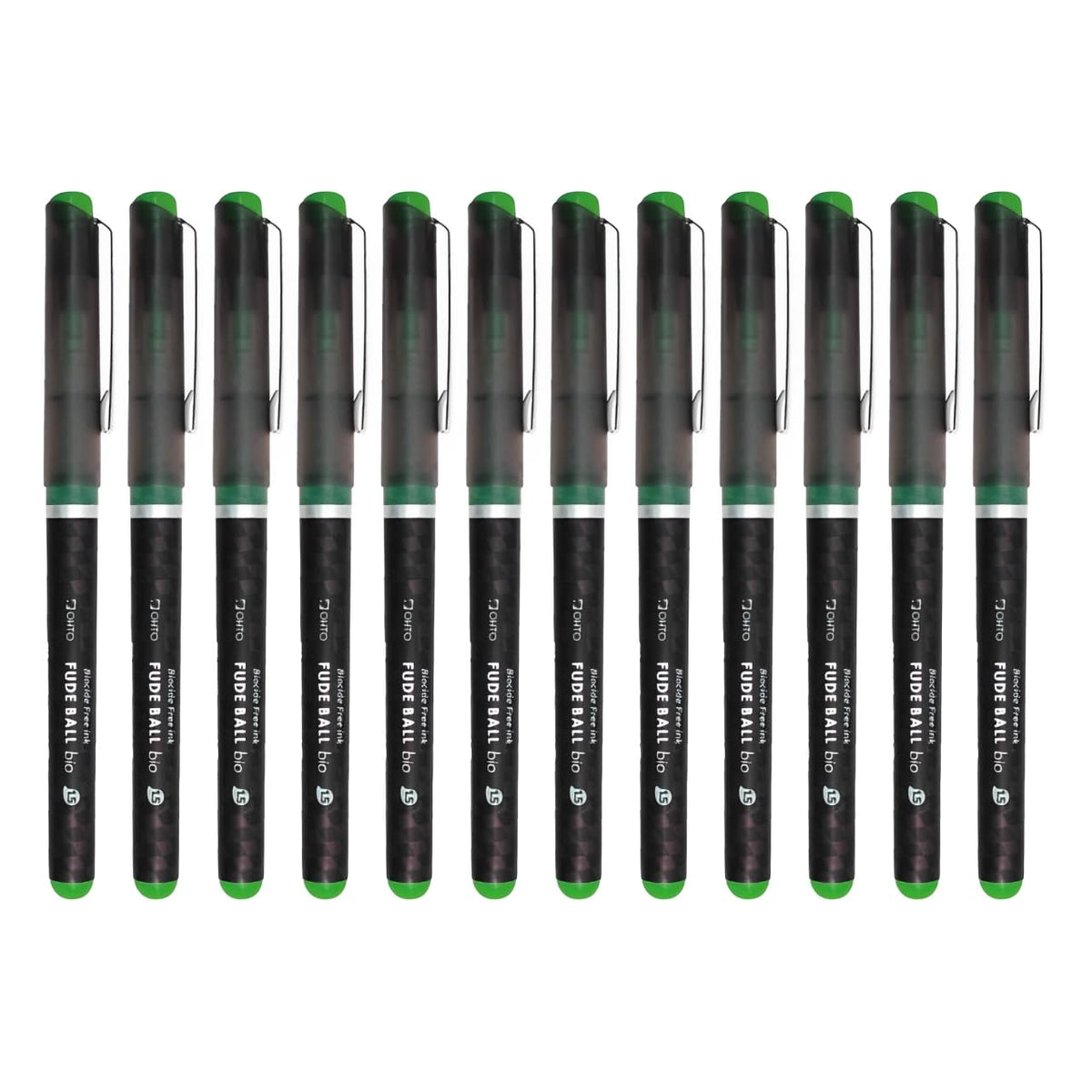 OHTO Fude Ball Bio 1.5 Rollerball Pen, Ultra-Bold 1.5mm, Water-Based Biocide Free Ink, Light Green, CFR-15FBO-LG, Pack of 12
