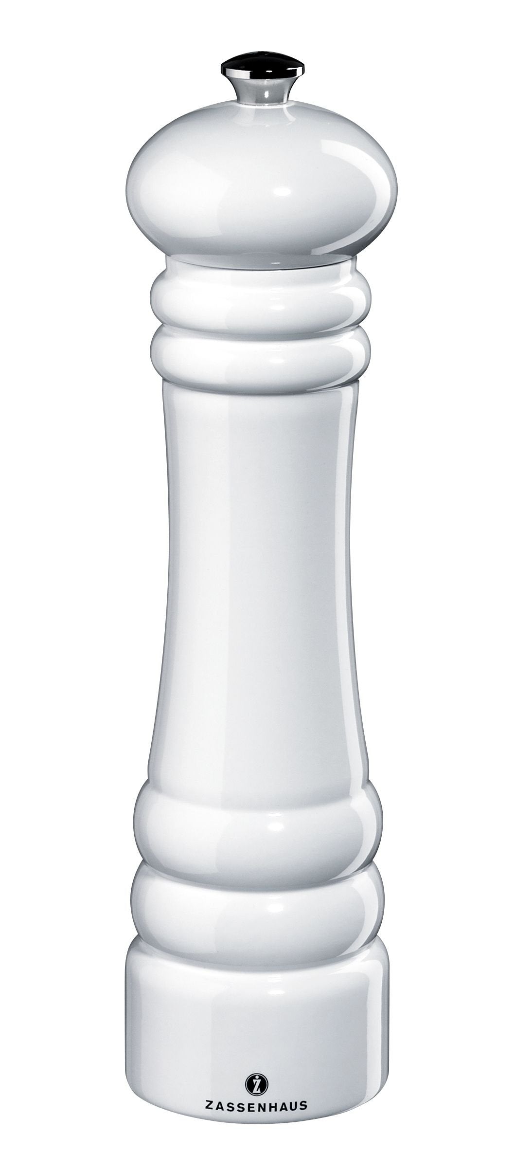 ZASS4|#Zassenhaus Berlin Salt Mill, Wood, Gloss White, 5.5x5.5x24 cm