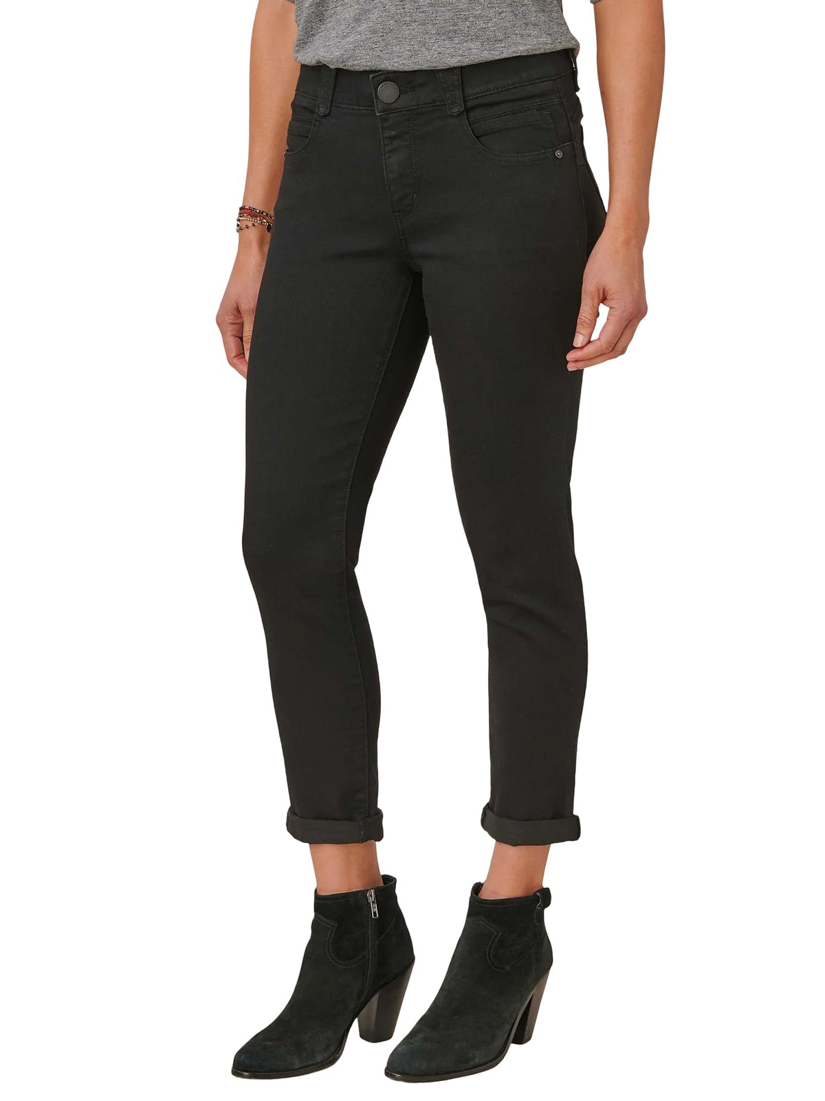 Democracy Womens Ab Solution Crop Jeans, Black, 4 US