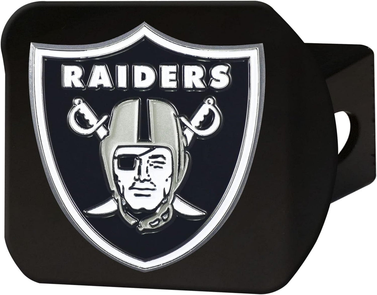FANMATS 22598 Las Vegas Raiders Black Metal Hitch Cover - 3D Color Emblem
