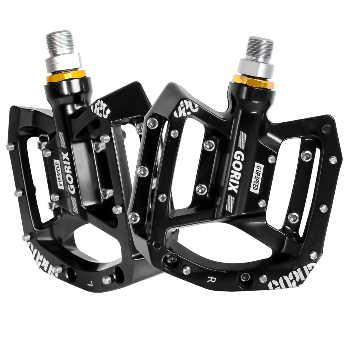 GORIX Bike Flat Pedals Wide Lightweight with Non-Slip Spike Pin CNC Road Mountain MTB Bicycle(GX-FY960)