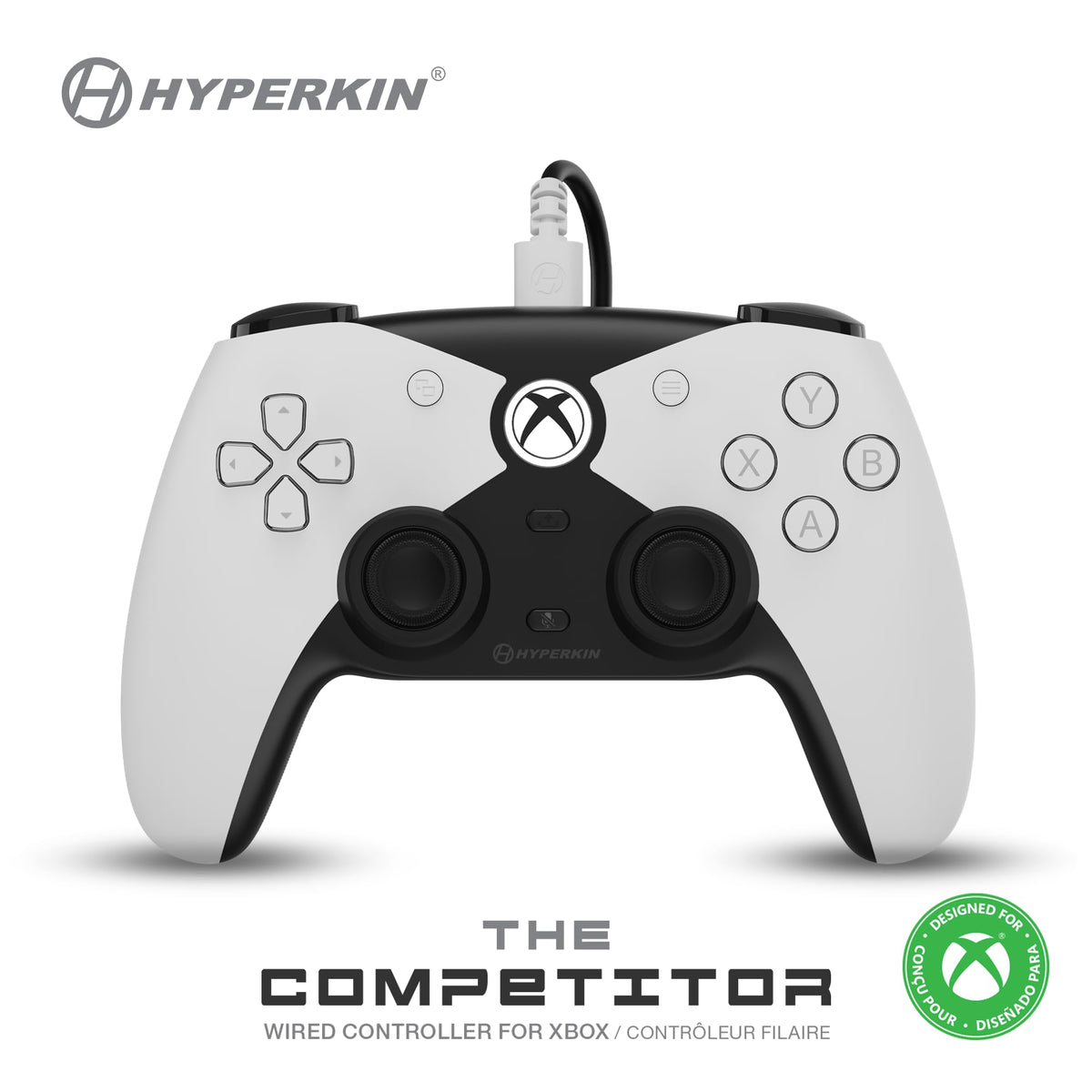 Hyperkin The Competitor Wired Controller for Xbox Series X|S, Xbox One & PC with Hall Effect Joysticks & Impulse Triggers; Symmetrical Layout & Precision D-Pad - Officially Licensed Xbox - White