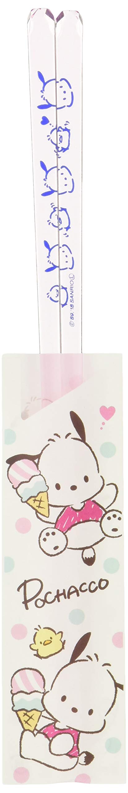 Sanrio 490565 Pochacco with Peppers Clear Chopsticks, Light Pink